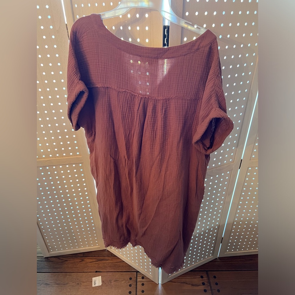 entro Mauve Pink Gauze V-Neck Babydoll Dress - Picture 8 of 9